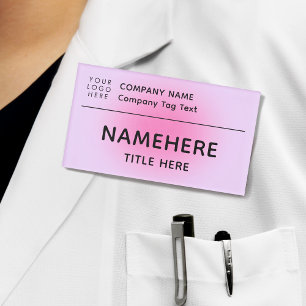 ロゴ企業のモダンシンプルピンクオーラタイトル 名札