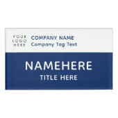 ロゴ企業のモダンシンプルBasic Navy Blue Title 名札 (正面)