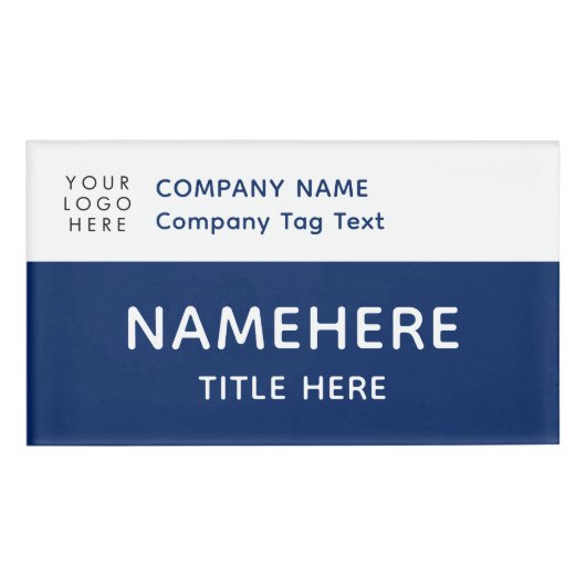 ロゴ企業のモダンシンプルBasic Navy Blue Title 名札 (正面)