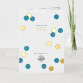 ロゴ企業のモダンティール（緑がかった色）金ゴールドハッピーバースデー 箔グリーティングカード (正面)