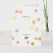 ロゴ企業のモダン赤面ピンク金ゴールド誕生日 箔グリーティングカード (正面)