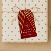 ロゴ企業のレッド&金ゴールド幾何学的クリスマスツリー ギフトタグ