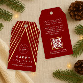 ロゴ企業のレッド&金ゴールド幾何学的クリスマスツリー ギフトタグ