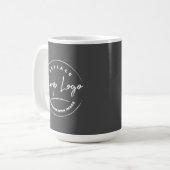 ロゴ企業の付きダークグレー コーヒーマグカップ (正面左)