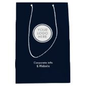 ロゴ企業の会社ブルーミニマリスト ミディアムペーパーバッグ (正面)