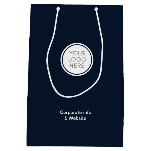 ロゴ企業の会社ブルーミニマリスト ミディアムペーパーバッグ (裏面)