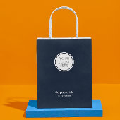 ロゴ企業の会社ブルーミニマリスト ミディアムペーパーバッグ