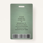 ロゴ企業の写真ID QRバーコードセージグリーン バッジ (裏面)