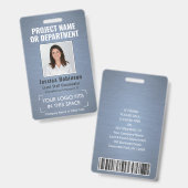 ロゴ企業の写真ID QRバーコードダスティブルー バッジ (表裏)