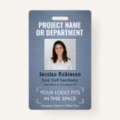 ロゴ企業の写真ID QRバーコードダスティブルー バッジ (正面)