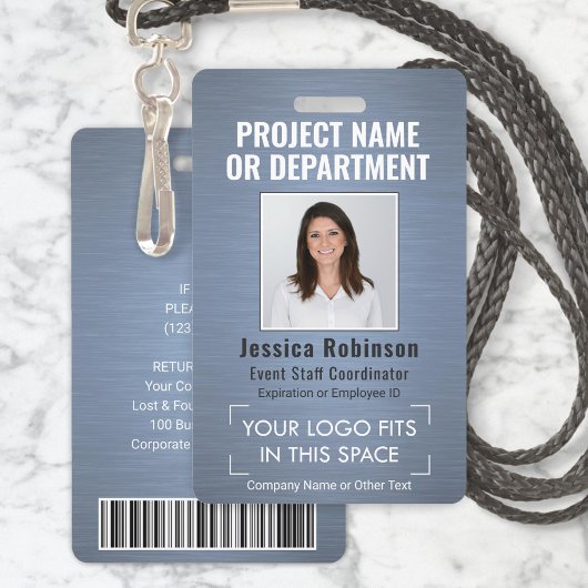 ロゴ企業の写真ID QRバーコードダスティブルー バッジ