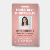 ロゴ企業の写真ID QRバーコードピンク色ローズ金ゴールド バッジ (正面)