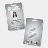 ロゴ企業の写真ID QRバーコードブラシ付きグレー バッジ (Front & Back)