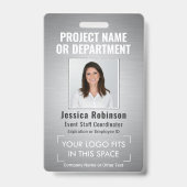 ロゴ企業の写真ID QRバーコードブラシ付きグレー バッジ (Front)