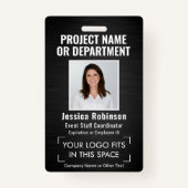 ロゴ企業の写真ID QRバーコードブラシ付きブラック バッジ (正面)