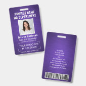 ロゴ企業の写真ID QRバーコードブラシ付き紫 バッジ (Front & Back)