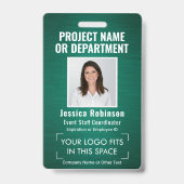 ロゴ企業の写真ID QRバーコードブラシ付き緑 バッジ (正面)