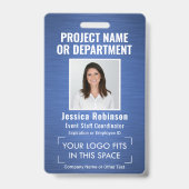 ロゴ企業の写真ID QRバーコードブラッシュドブルー バッジ (表面)