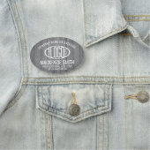 ロゴ企業の従業員IDグレーフェイクウッド楕円 名札 (インサイチュ)