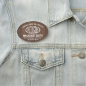 ロゴ企業の従業員IDブラウンフェイクウッド楕円 名札 (インサイチュ)