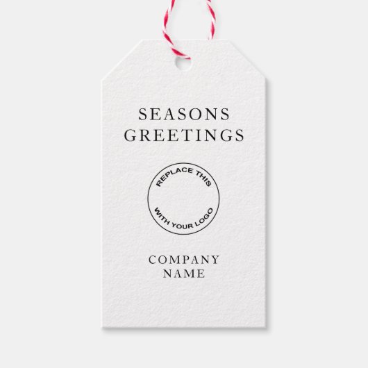 ロゴ企業の文字クリスマス季節のごあいさつ ギフトタグ (正面)
