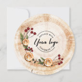 ロゴ企業の木の樹皮クリスマスホリー シーズンカード (正面)