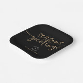 ロゴ企業の金ゴールドブラック季節のごあいさつクリスマス ペーパープレート (傾斜あり)