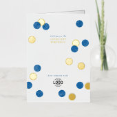 ロゴ企業の青モダン金ゴールドハッピーバースデー 箔グリーティングカード (正面)