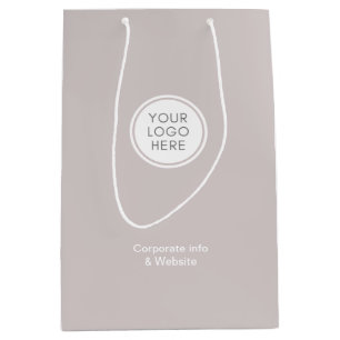ロゴ企業の  灰色の会社ミニマリスト ミディアムペーパーバッグ