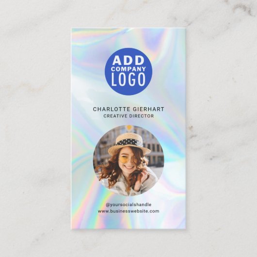 ロゴ企業のQRコード会社の従業員の写真の追加 名刺 (正面)