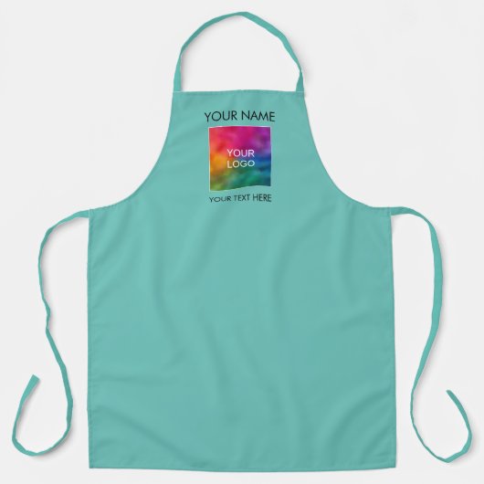 ロゴ会社のアップロードはこちらテンプレートティール(緑がかった色) エプロン (正面)
