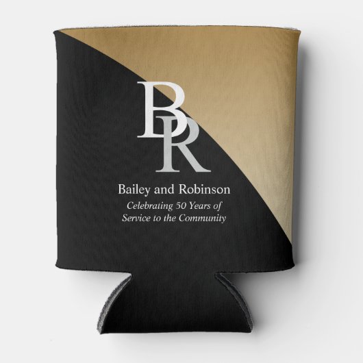 ロゴ会社のブラック金ゴールドプロモーションの追加 缶クーラー (正面)