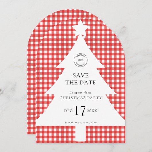ロゴ会社クリスマスツリーパーティー日付の保存 招待状 (正面/裏面)