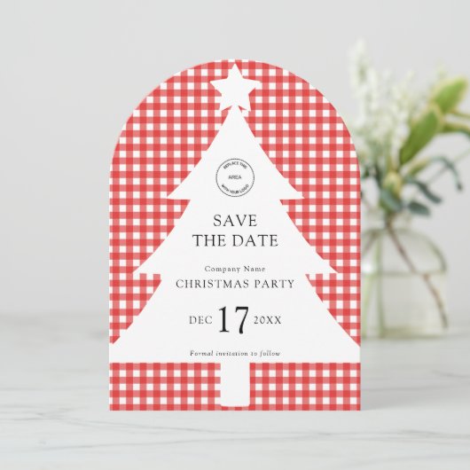 ロゴ会社クリスマスツリーパーティー日付の保存 招待状 (スタンド正面)