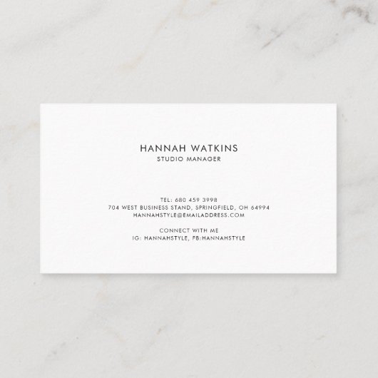 ロゴ会社シンプルヘアスタイリスト 予約カード (裏面)