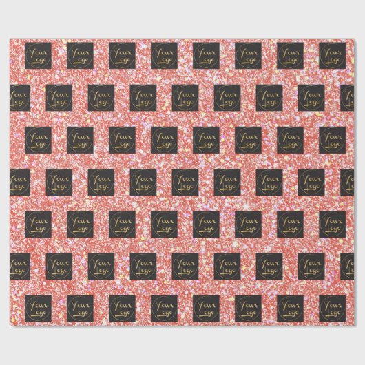 ロゴ会社ビジネスピンクグリッタープロモーション ラッピングペーパー (フラット)