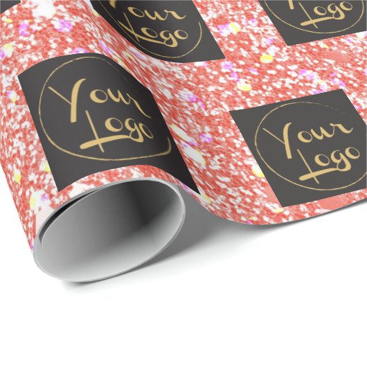ロゴ会社ビジネスピンクグリッタープロモーション ラッピングペーパー (ロールコーナー)