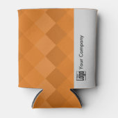 ロゴ会社名タイルパターンオレンジ&グレー 缶クーラー (正面)