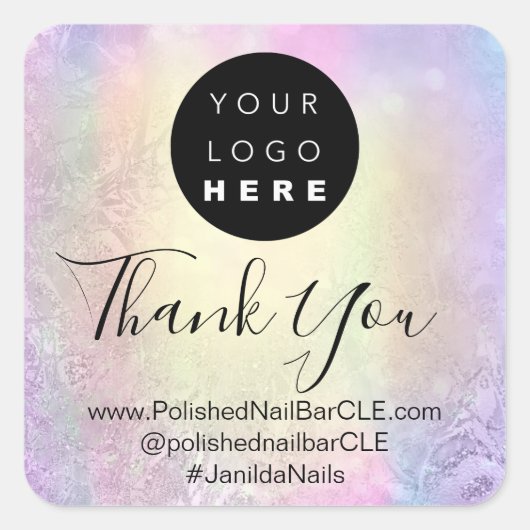 ロゴ会社名感謝してい金ゴールド スクエアシール (正面)