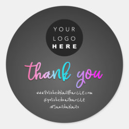 ロゴ会社名感謝ショッピンググレー ラウンドシール