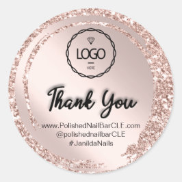 ロゴ会社名感謝ショッピングバラグリッター ラウンドシール
