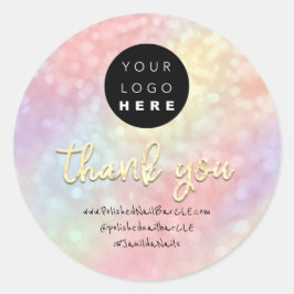 ロゴ会社名感謝ショッピングバラ金ゴールド ラウンドシール