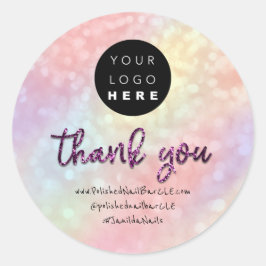 ロゴ会社名感謝ショッピングパープルバラ ラウンドシール
