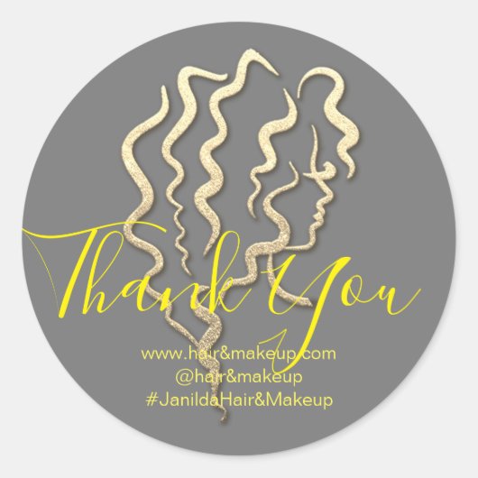 ロゴ会社名感謝ショッピング金ゴールドグレー ラウンドシール (正面)