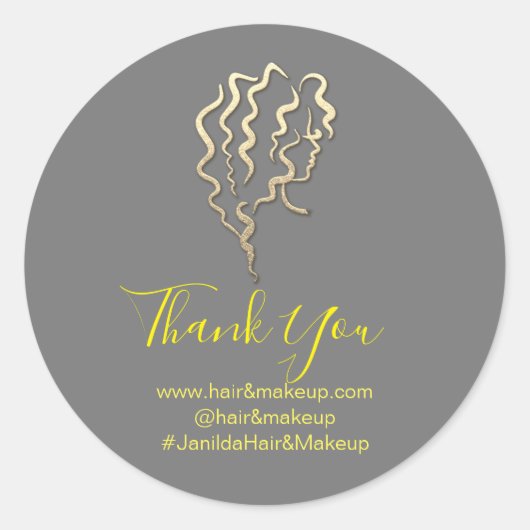 ロゴ会社名感謝ショッピング金ゴールドグレー ラウンドシール (正面)