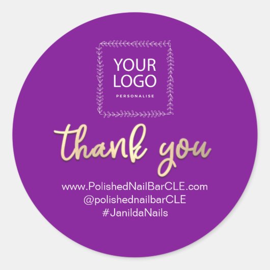 ロゴ会社名感謝ショッピング金ゴールドベリー ラウンドシール (正面)