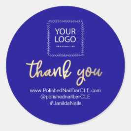 ロゴ会社名感謝ショッピング金ゴールド海軍 ラウンドシール