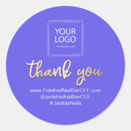 ロゴ会社名感謝ショッピング金ゴールド薄紫 ラウンドシール