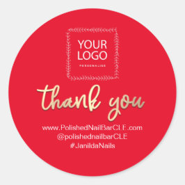 ロゴ会社名感謝ショッピング金ゴールド赤 ラウンドシール