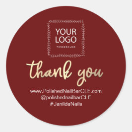 ロゴ会社名感謝ショッピング金ゴールドBurgundy ラウンドシール